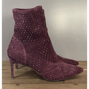 Charles David Women's Personal Bootie Size 11 Purple Rhinestone Pointed Toe